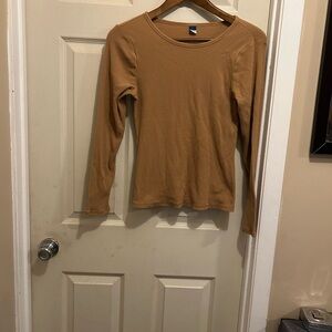 Old Navy Camel Ribbed Long Sleeve Top -Size Large